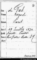 France Electoral Rolls – 1891 Record for Edgard de&nbsp;Gas